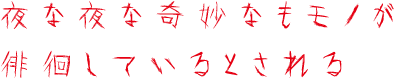 夜な夜な奇妙なモノが徘徊しているとされる